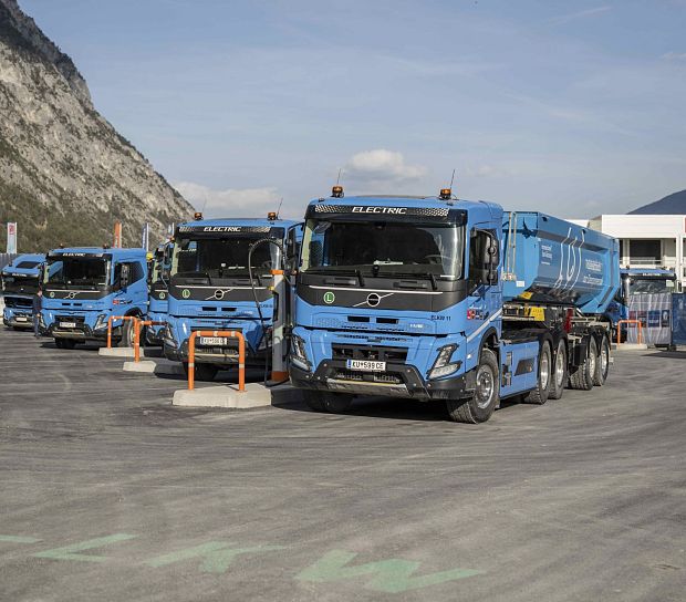 Elektrische LKW-Flotte auf TIWAG Baustelle